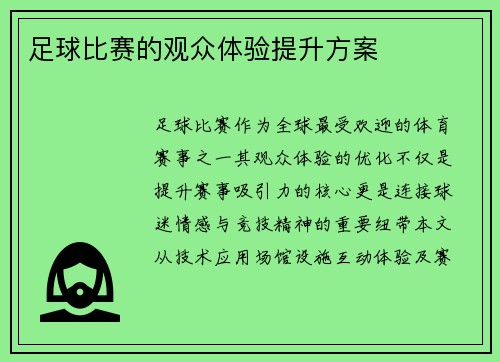 足球比赛的观众体验提升方案